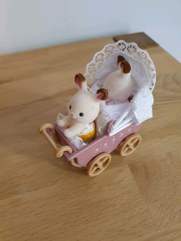 sylvanian families twin pram